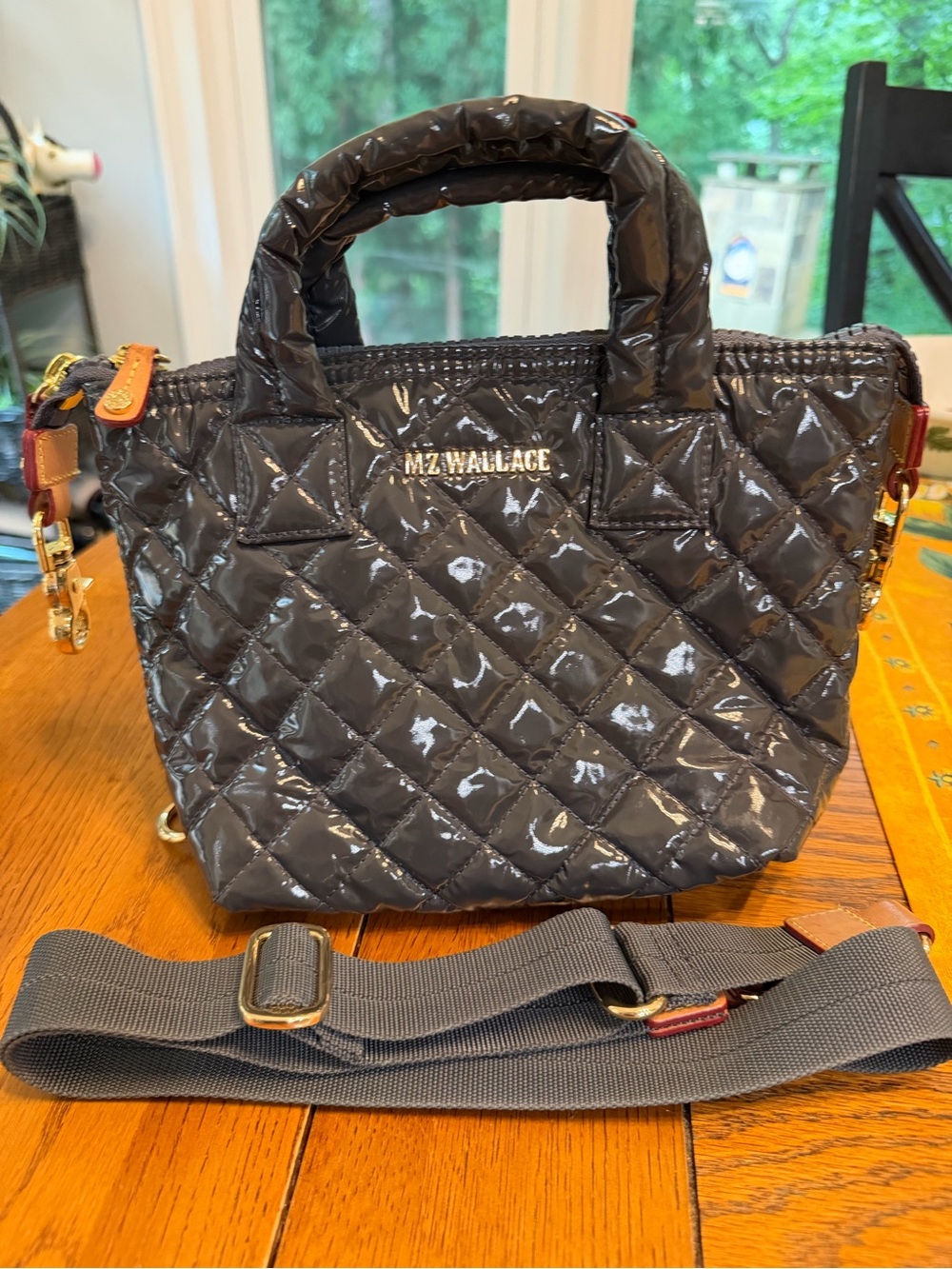 MZ Wallace Liquid Magnet Grey Mini Micro Sutton Crossbody Tote in VGUC